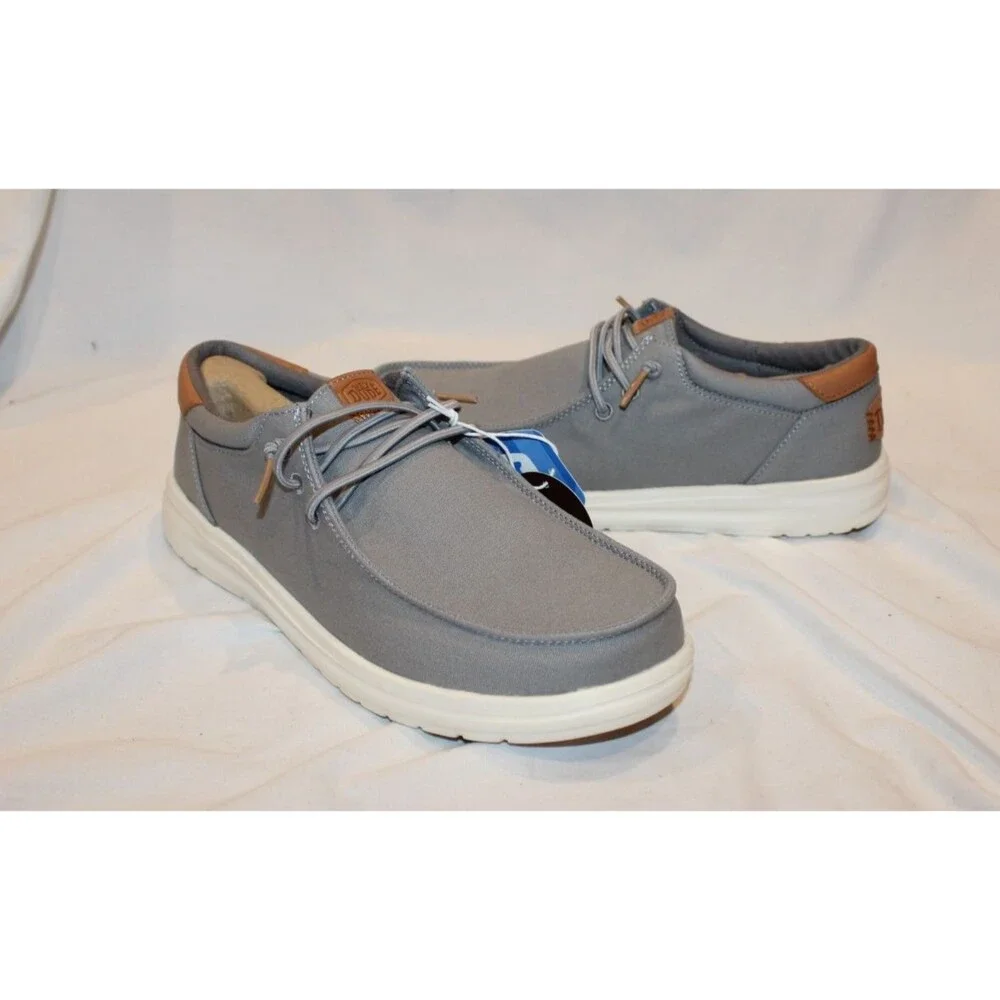 Hey Dude Paul Canvas Men's Lace-Up Sneakers MONUMENT GRAY NIB SZ 8